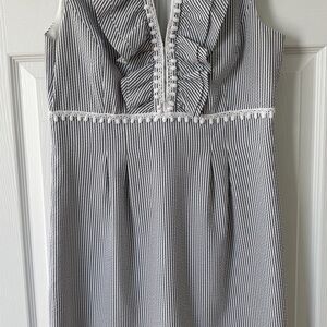Nine West Navy and White Striped Dress with Lace Trim